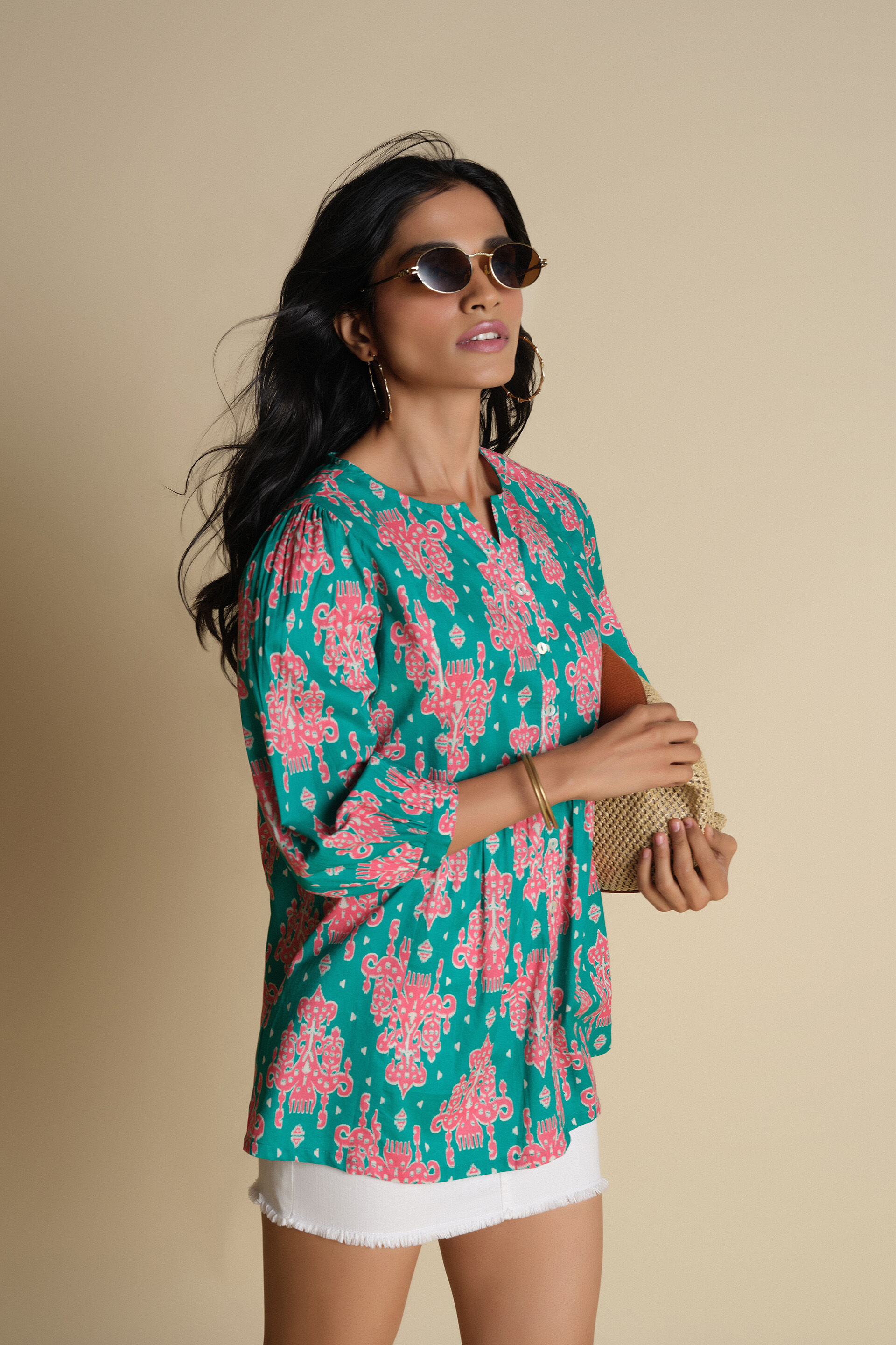 Flower Power Top, Green, image 2